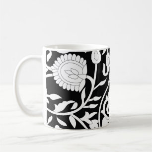 Traditional indian paisley pattern on black and wh coffee mug