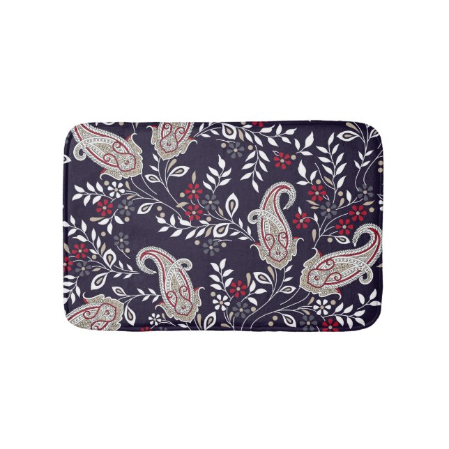 Traditional Indian paisley, seamless pattern. Bath Mat (Front)