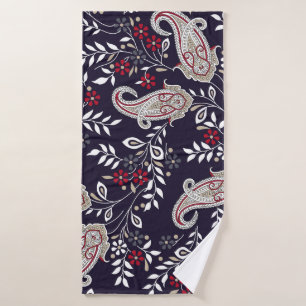 Traditional Indian paisley, seamless pattern. Bath Towel