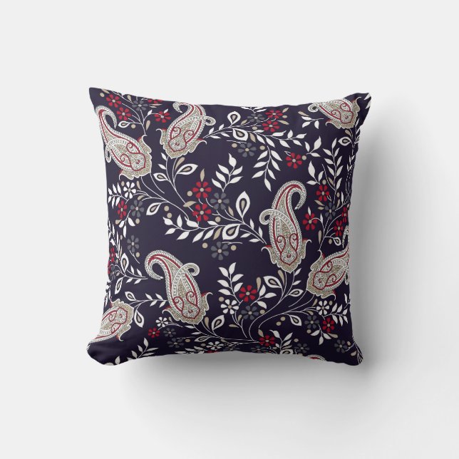 Traditional Indian paisley, seamless pattern. Cushion (Front)