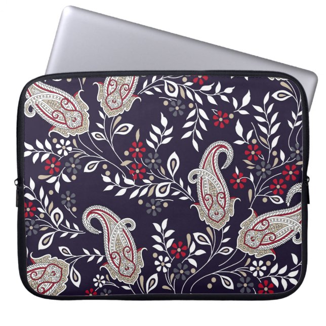Traditional Indian paisley, seamless pattern. Laptop Sleeve (Front)