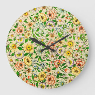 Traditional Indian Spring Floral Design Large Clock