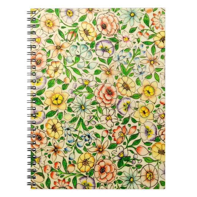 Traditional Indian Spring Floral Design Notebook (Front)