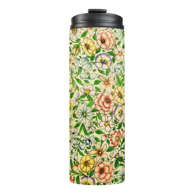 Traditional Indian Spring Floral Design Thermal Tumbler (Front)