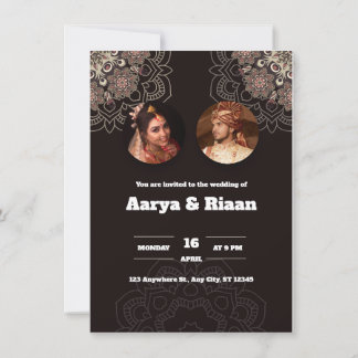 Traditional Indian Wedding Invitation in Black