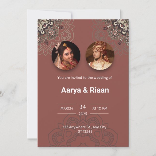 Traditional Indian Wedding Invitation in Red (Front)