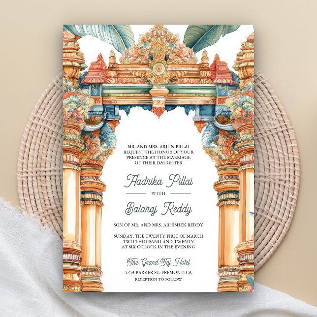 Traditional Intricate Arch South Indian Wedding Invitation (Creator Uploaded)