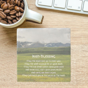Traditional Irish Blessing Green Valley  Stone Coaster