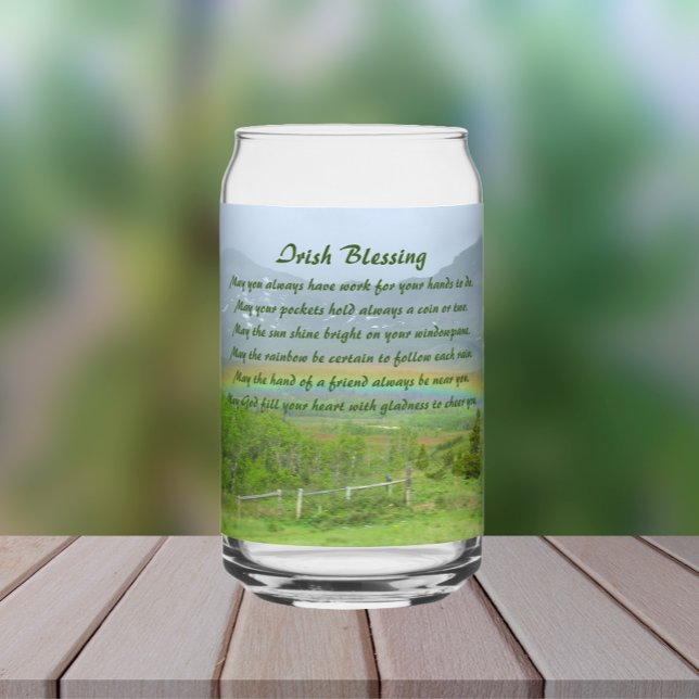 Traditional Irish Blessing Valley Rainbow Can Glass (In Situ (Outside Table))