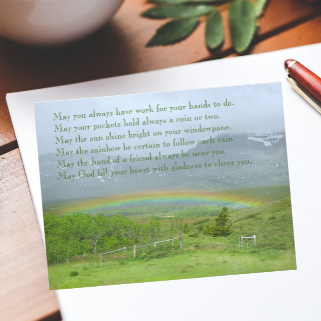 Traditional Irish Blessing Valley Rainbow Postcard (Creator Uploaded)