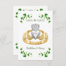 Traditional Irish Claddagh Ring and Shamrocks