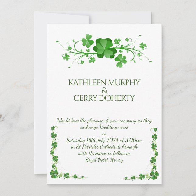 Traditional Irish Shamrocks Celtic Clover Invitation (Front)