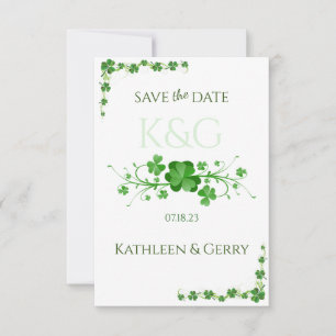 Traditional Irish Shamrocks Celtic Clover Save The Date