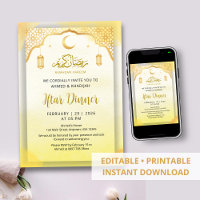 Traditional Islamic Pattern Gold Iftar Dinner