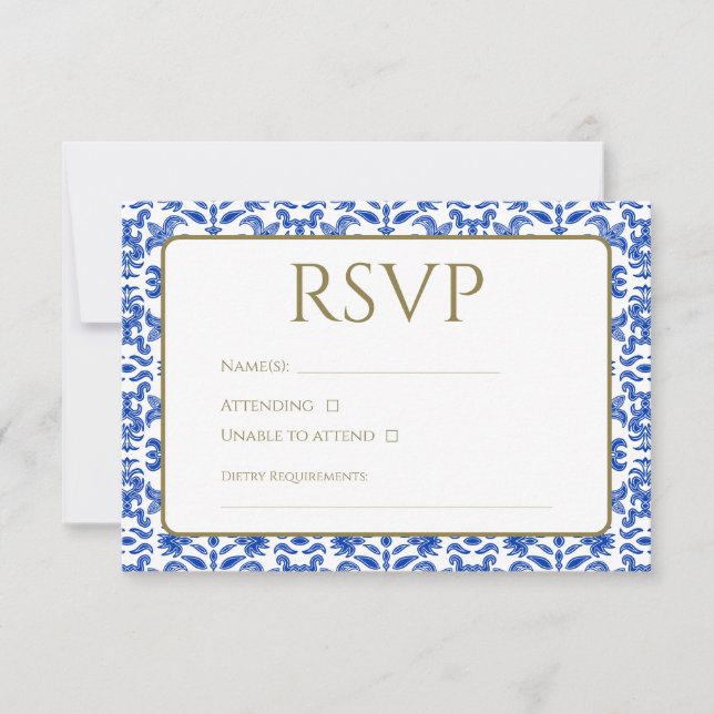 Traditional Italian Blue RSVP card (Front)