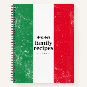 Traditional Italian Flag Family Recipe Cookbook Notebook