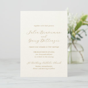 Traditional Ivory and Gold Elegant Wedding Invitation