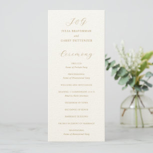 Traditional Ivory and Gold Elegant Wedding Programme
