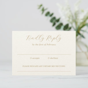 Traditional Ivory and Gold Elegant Wedding RSVP Card