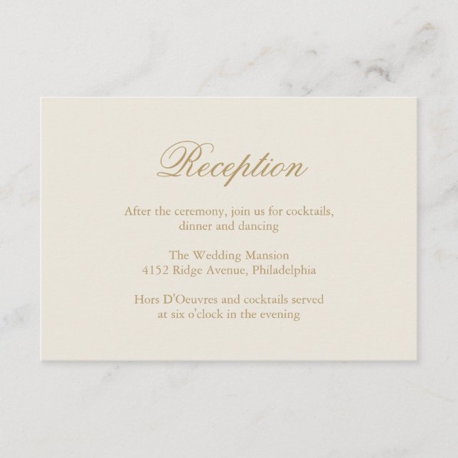 Traditional Ivory Formal Elegant Wedding Enclosure Card (Front)