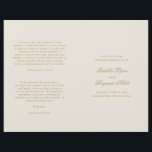 Traditional Ivory Formal Elegant Wedding Program<br><div class="desc">Classic style folded Wedding Program with accent words in an elegant calligraphy typography. The front has your event details, the inside has your wedding party and order of ceremony. The back has a template for your message / quotes. All text is in faux gold over a neutral ivory background and...</div>