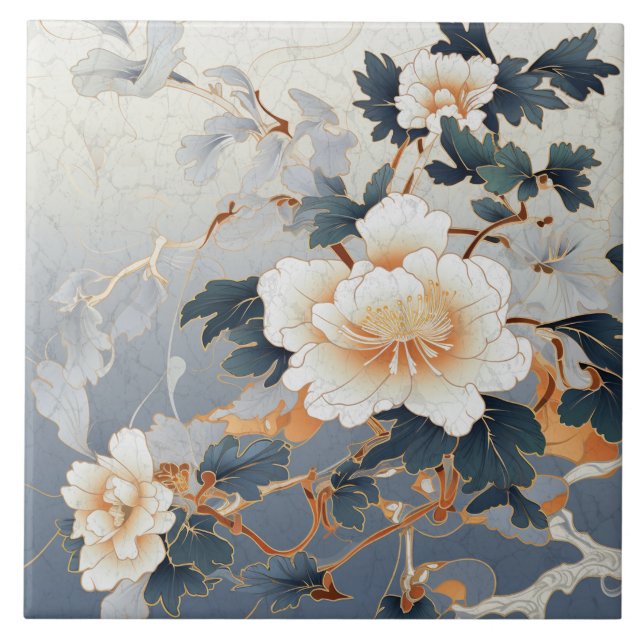 Traditional Japan Kutani Ornamental Art 11 Tile (Front)