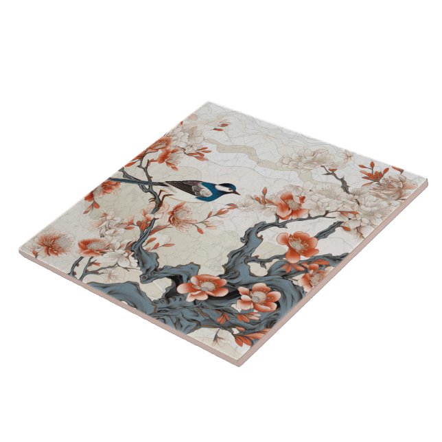 Traditional Japan Kutani Ornamental Art 4 Tile (Side)