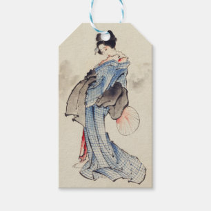 Traditional Japanese Art of Geisha in Kimono Gift Tags