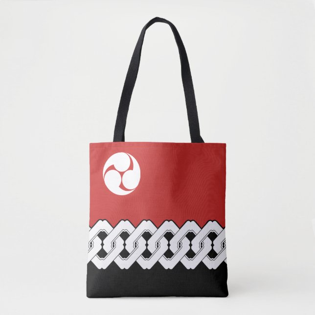 Traditional Japanese Chain and Mitsudomoe Pattern Tote Bag (Front)