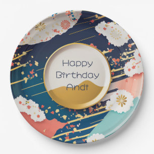 Traditional Japanese Colorful Design Personalized Paper Plate