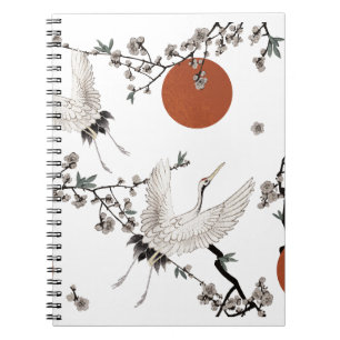 Traditional Japanese crane with plum blossom Notebook