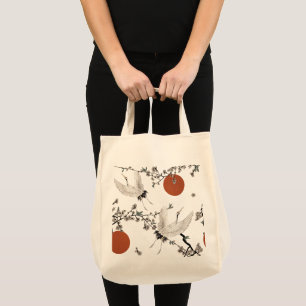 Traditional Japanese crane with plum blossom Tote Bag