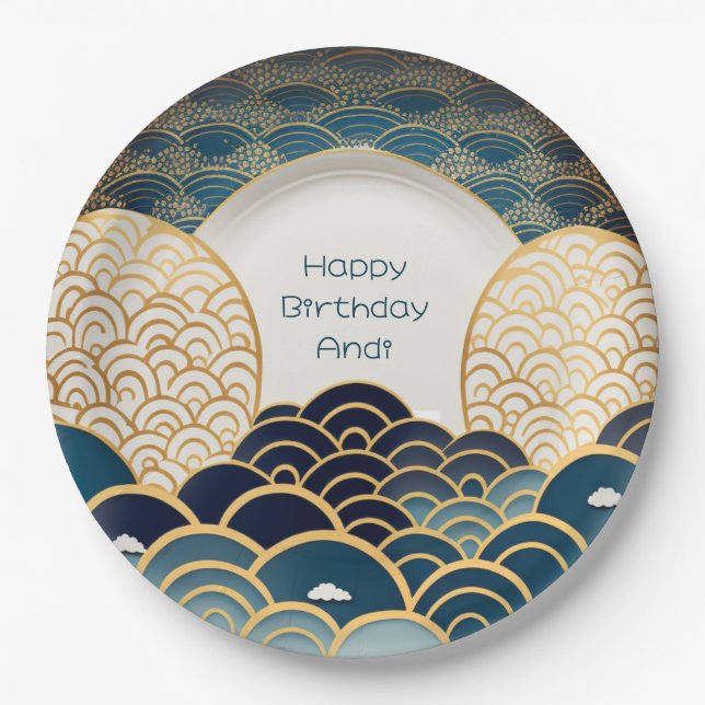Traditional Japanese Design - Personalised  Paper Plate (Front)