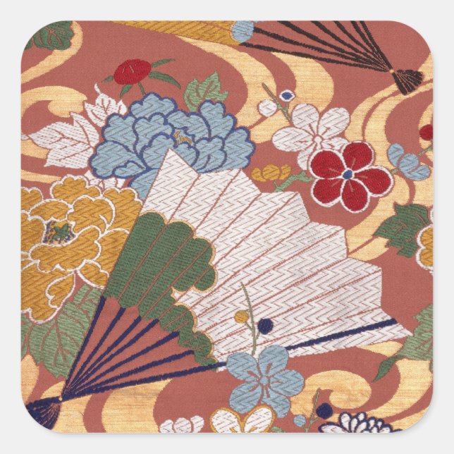Traditional Japanese fabric design Square Sticker (Front)