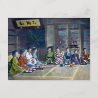 Traditional Japanese Family Meal Hand Tinted 家族