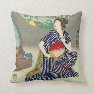 Traditional Japanese Geisha Cushion Throw Pillow
