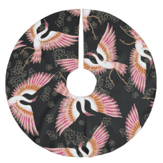 Traditional Japanese Kimono Motifs Pattern Brushed Polyester Tree Skirt