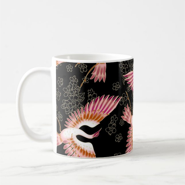 Traditional Japanese Kimono Motifs Pattern Coffee Mug (Left)