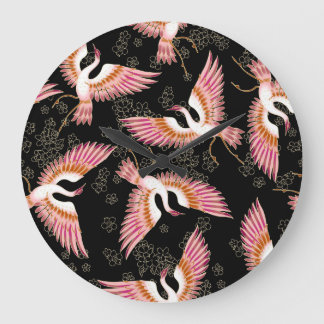 Traditional Japanese Kimono Motifs Pattern Large Clock