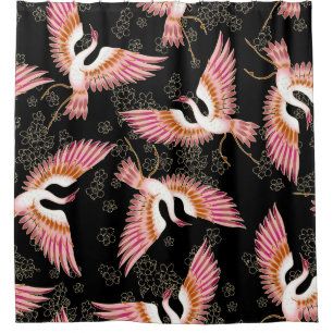 Traditional Japanese Kimono Motifs Pattern Shower Curtain