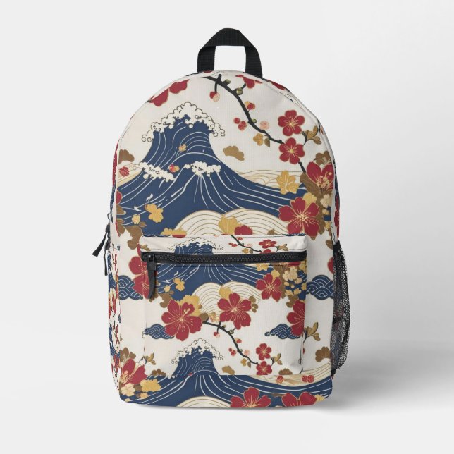 Traditional Japanese Kimono Pattern Backpack (Front)