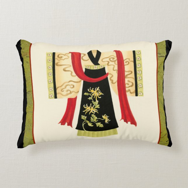 Traditional Japanese Kimono with Floral Print Decorative Cushion (Front)