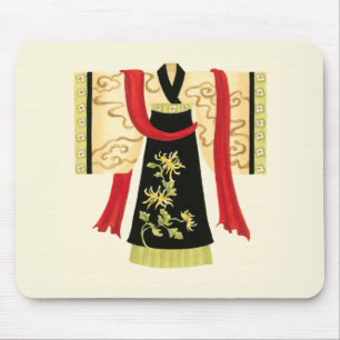 Traditional Japanese Kimono with Floral Print Mouse Pad
