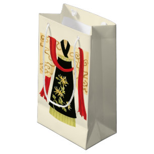 Traditional Japanese Kimono with Floral Print Small Gift Bag