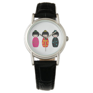 Traditional Japanese Kokeshi Geisha Dolls Watch