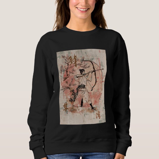 Traditional Japanese Kyudo Archery Art Cherry Blos Sweatshirt (Front)