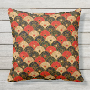 Traditional Japanese Lotus Pattern Cushion