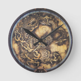 Traditional Japanese Oriental Dragon - 日本 -  Round Clock