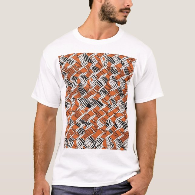 Traditional Japanese Pattern Design Fabric Print T-Shirt (Front)