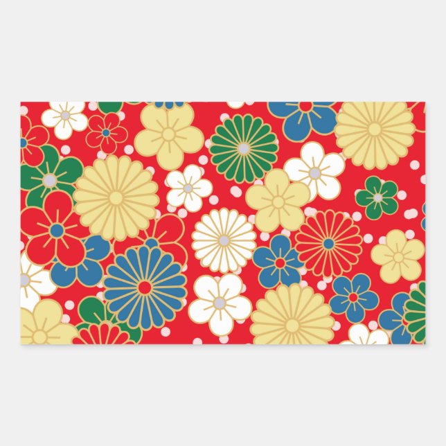 Traditional Japanese Patterns Rectangular Sticker (Front)